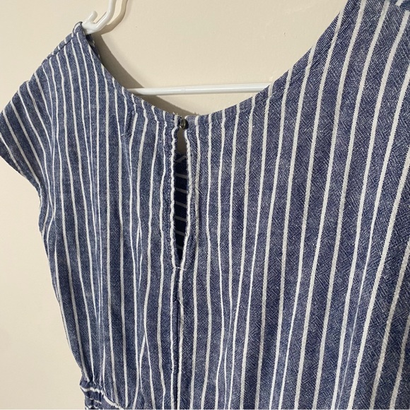 Old Navy Linen Blue and White Striped Draw String Waist Dress S - Picture 4 of 12